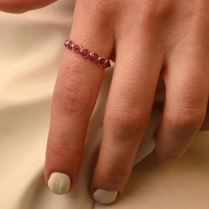 14K Gold Ruby Half Eternity Band