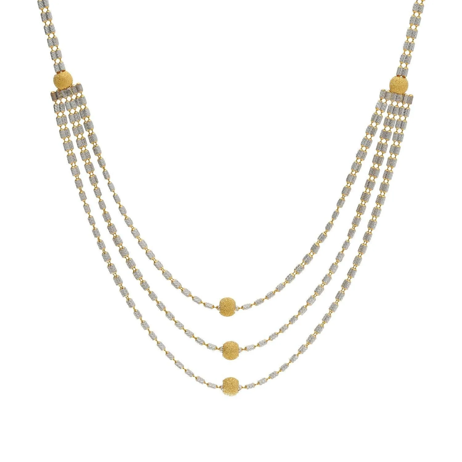 22K Gold Fancy Layered Chain, Length 16inches