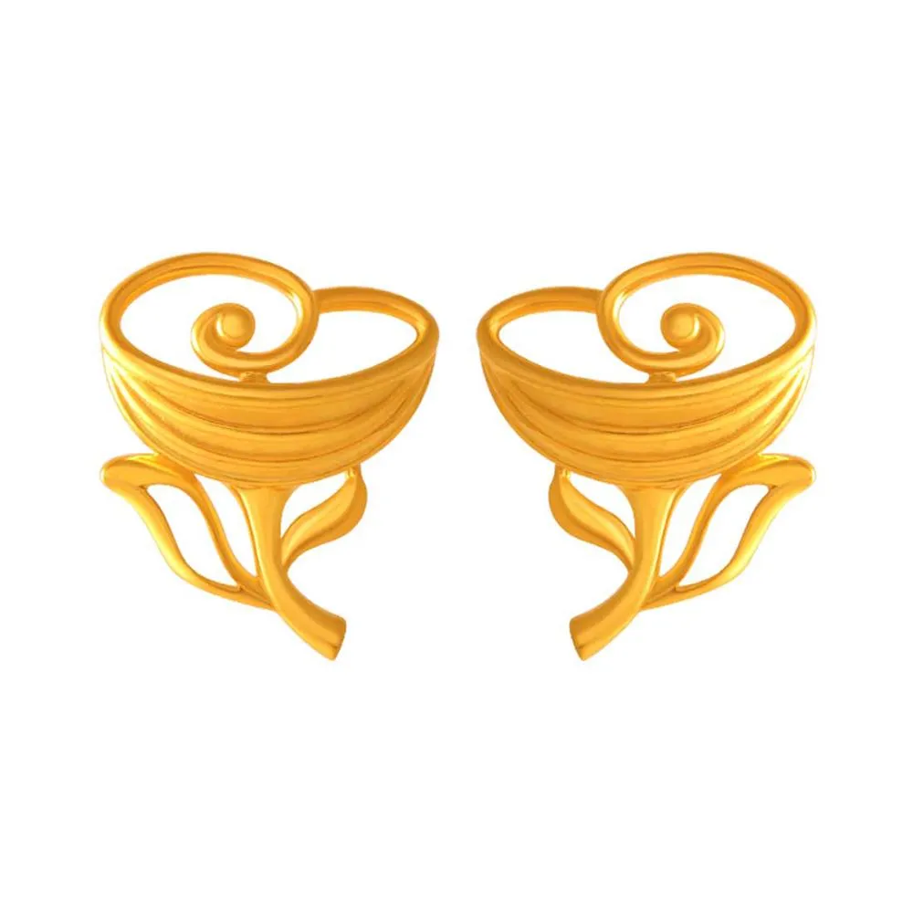 22k Yellow Style Gold Earrings