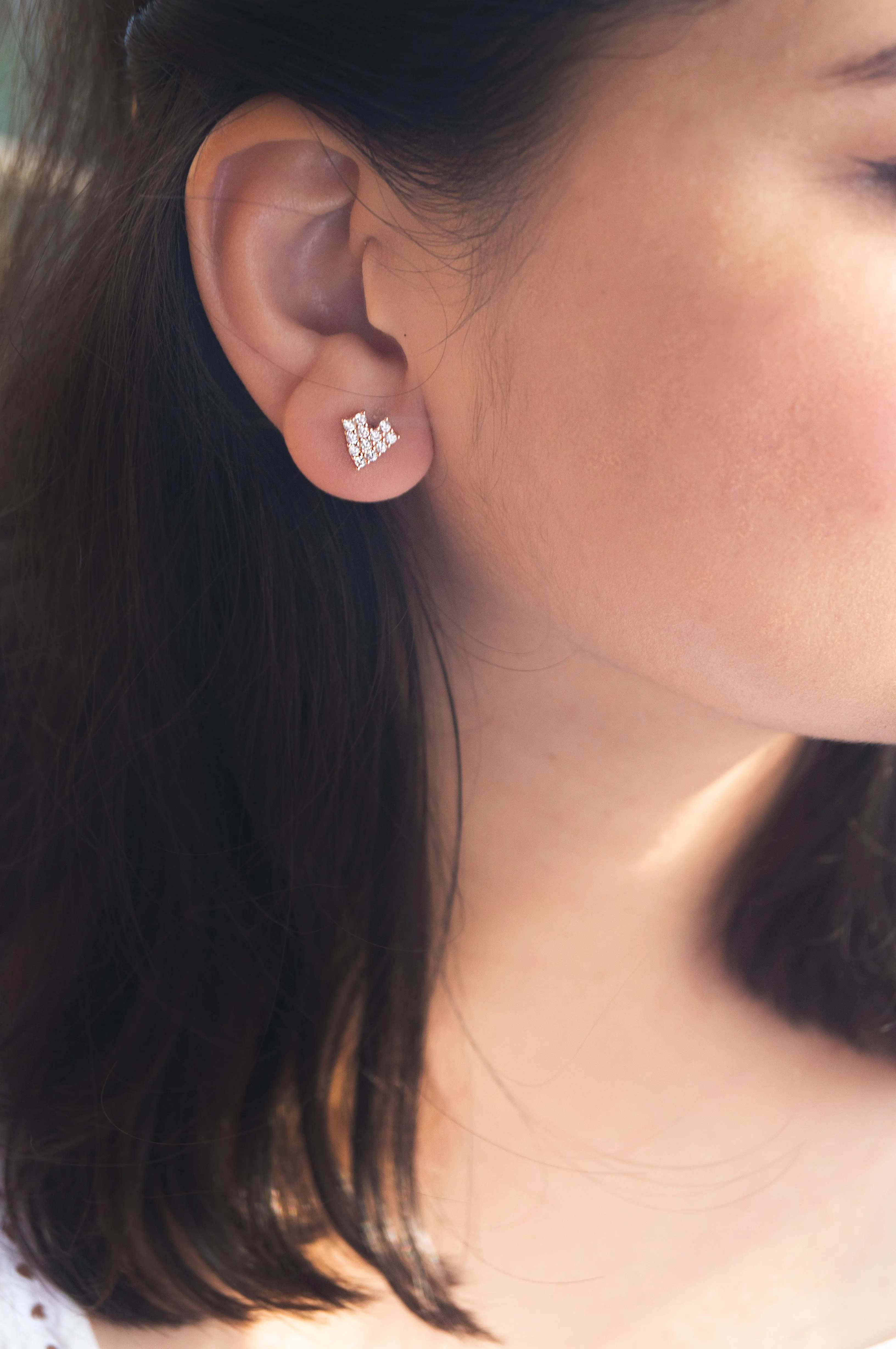 8 bit Heart Rose Gold Plated Sterling Silver Earrings