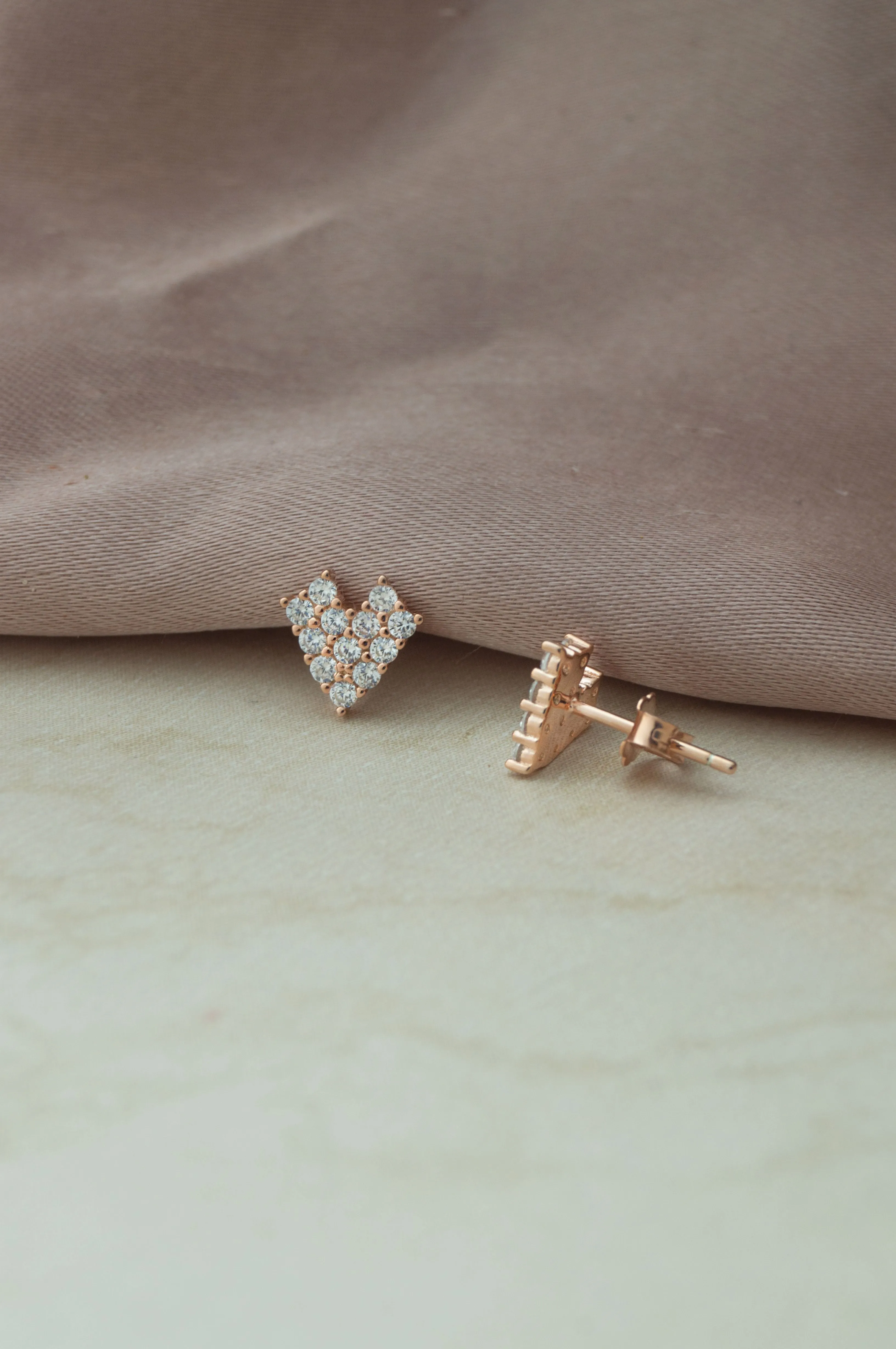8 bit Heart Rose Gold Plated Sterling Silver Earrings