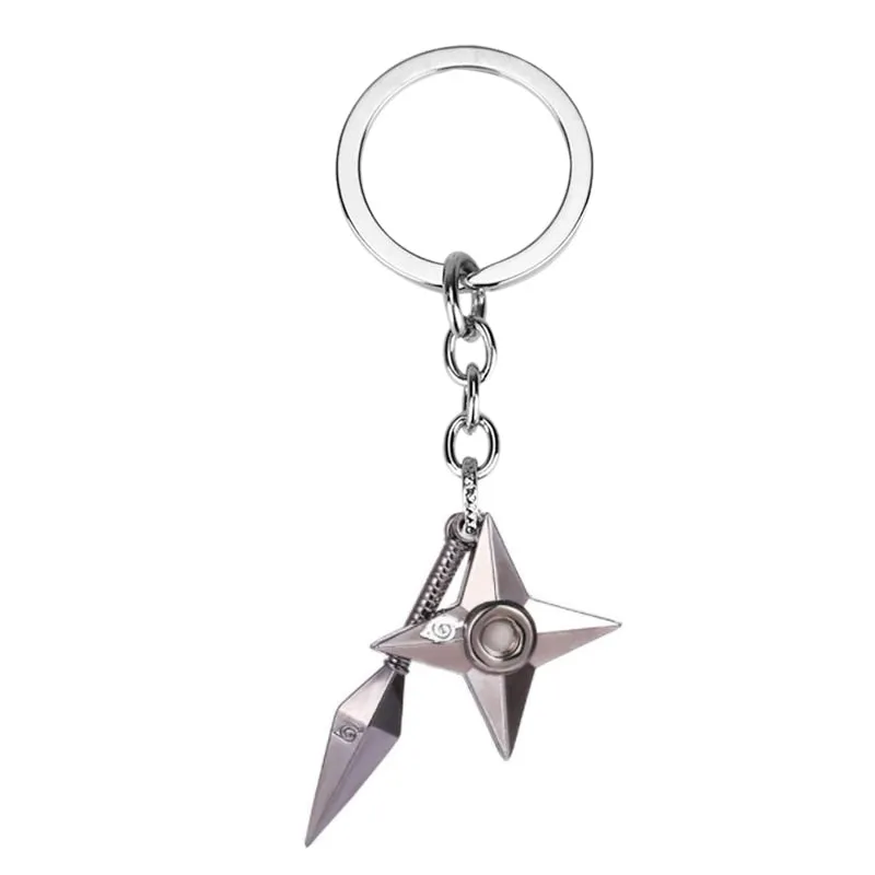 Anime Keychain Red Cloud Ninja Kunai Weapon Modle Keyring Pendant Key Chain Goth Fashion For Fans Women Men Jewelry Gift