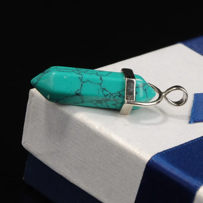 Bullet Shape Natural Stone Real Amethyst Necklaces Turquoise Crystal Stone Quartz Pendants Necklaces For Female