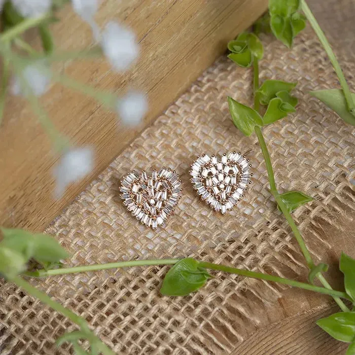 Crystal Heart Stud Earrings