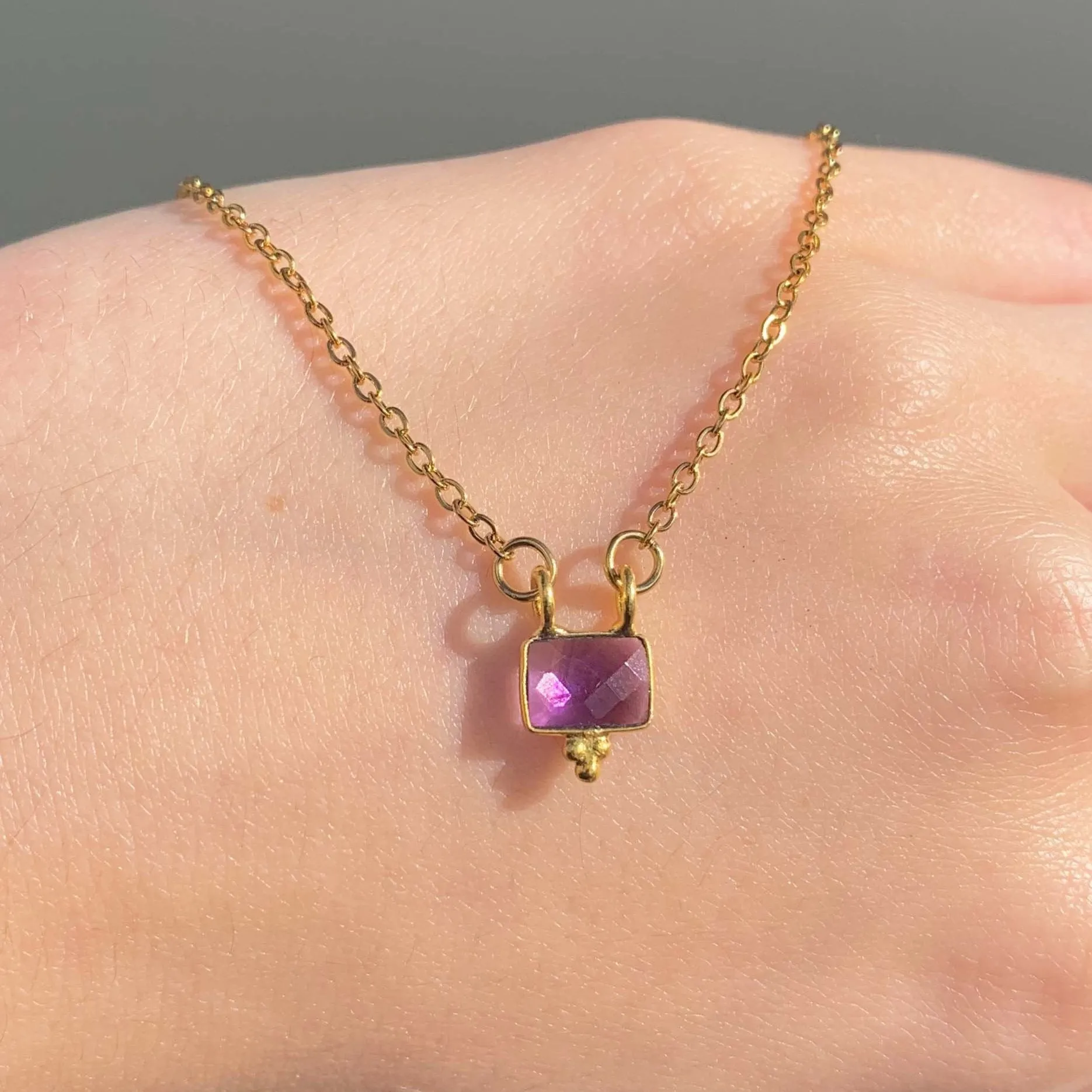 Dainty Gold Gemstone Necklace