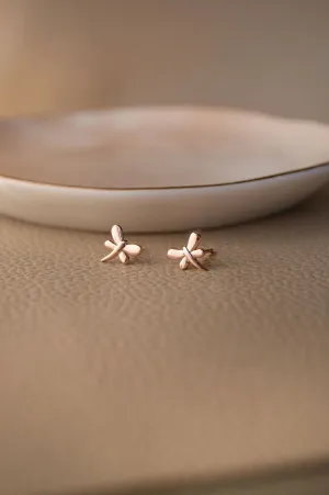 Dragon Fly Rose Gold Plated Sterling Silver Mini Stud Earrings Dragon Fly Rose Gold Plated Sterling Silver Mini Stud Earrings