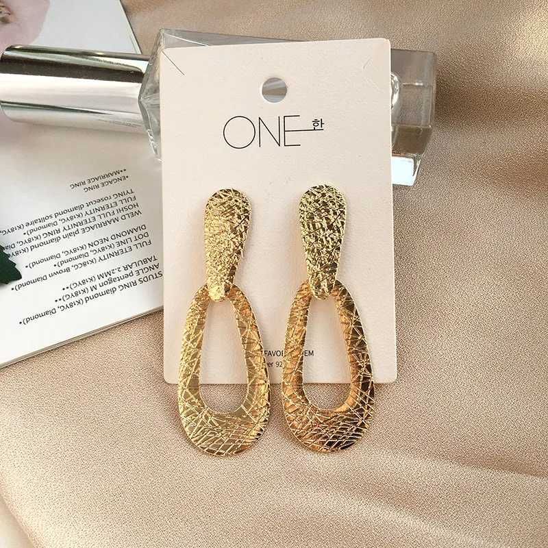 European and American Droplet Geometry Alloy Earrings with Creative Patterns for a Chic Look