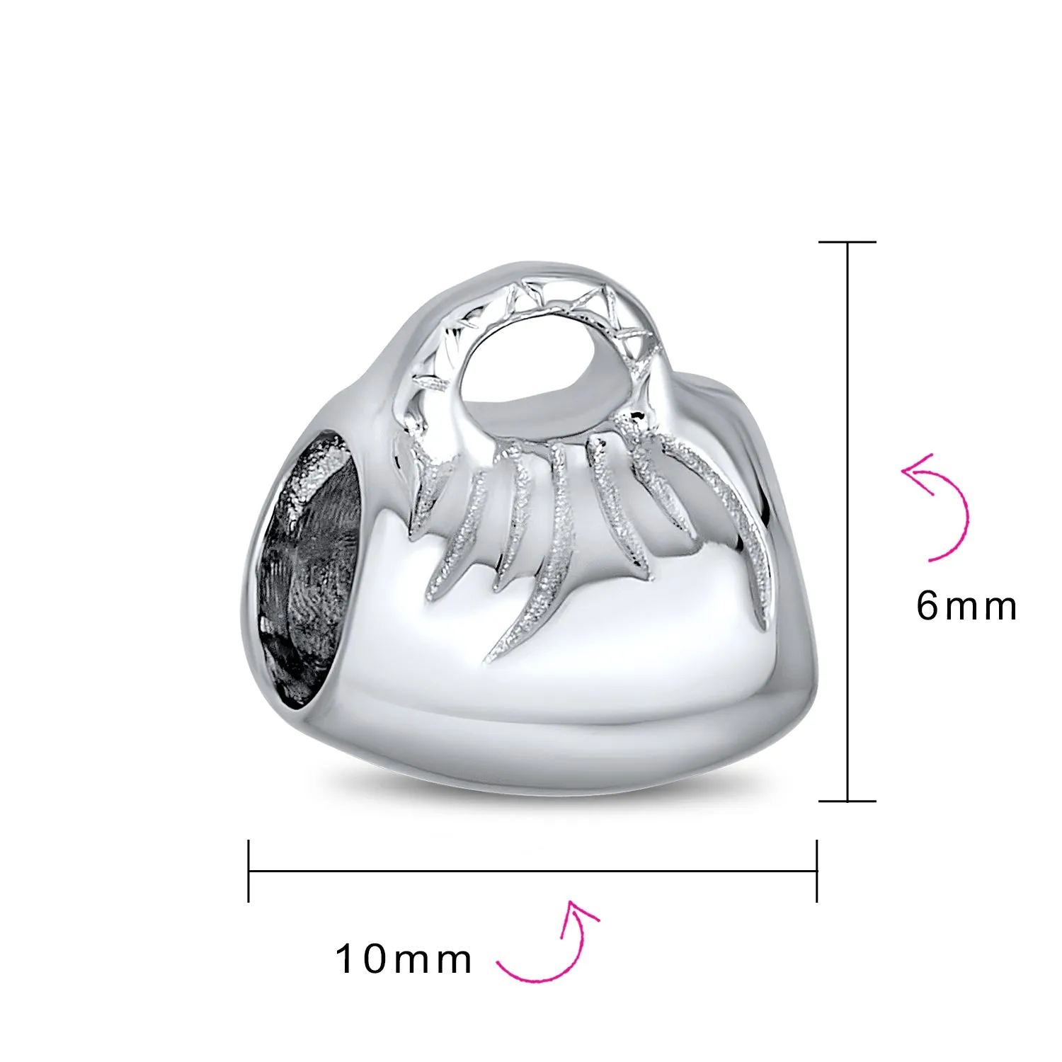 Fashion Clutch Charm Bead Oxidized Silver Purse for European Bracelet