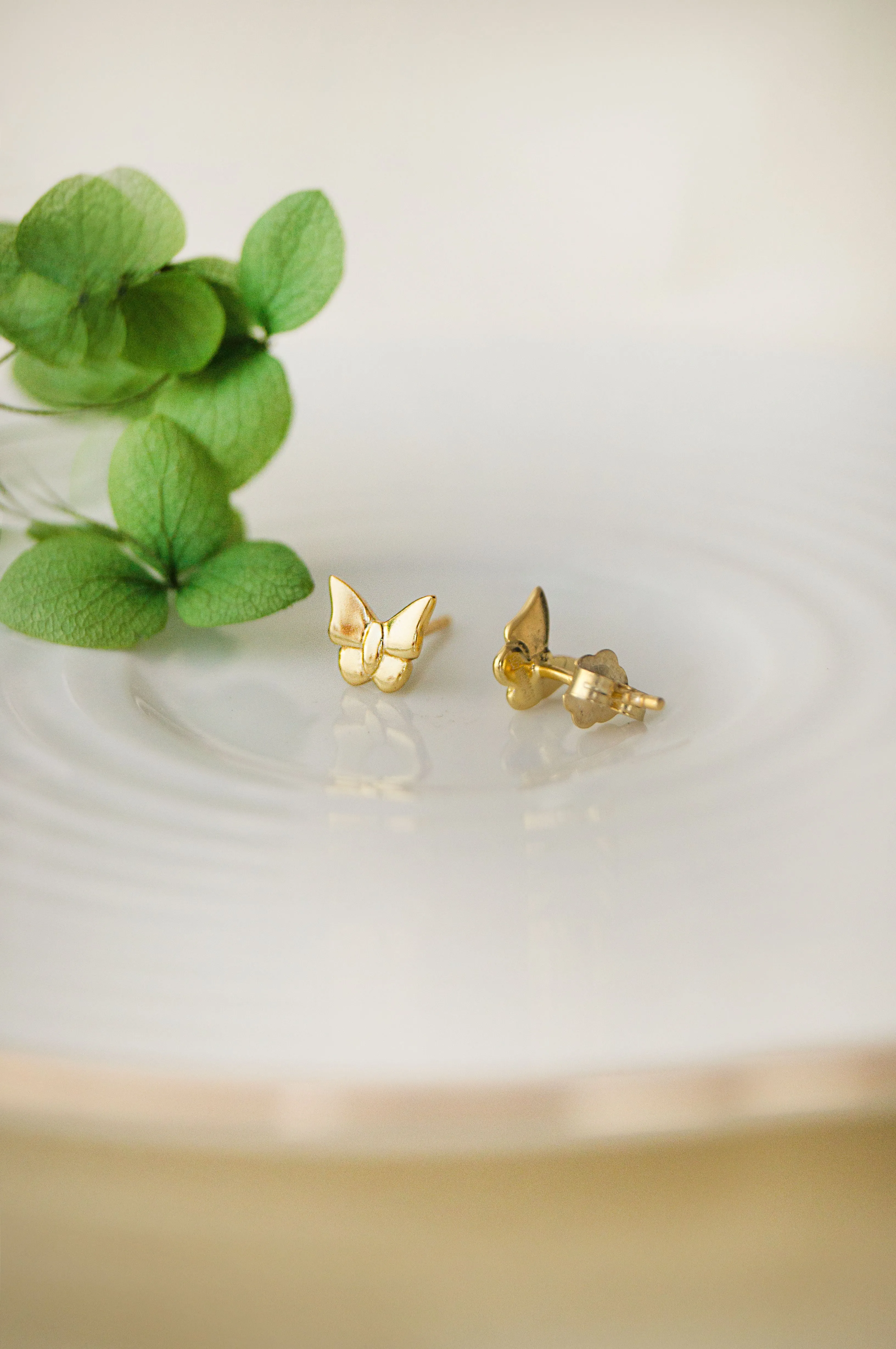 Fluttering Butterflies Gold Plated Sterling Silver Stud Earrings