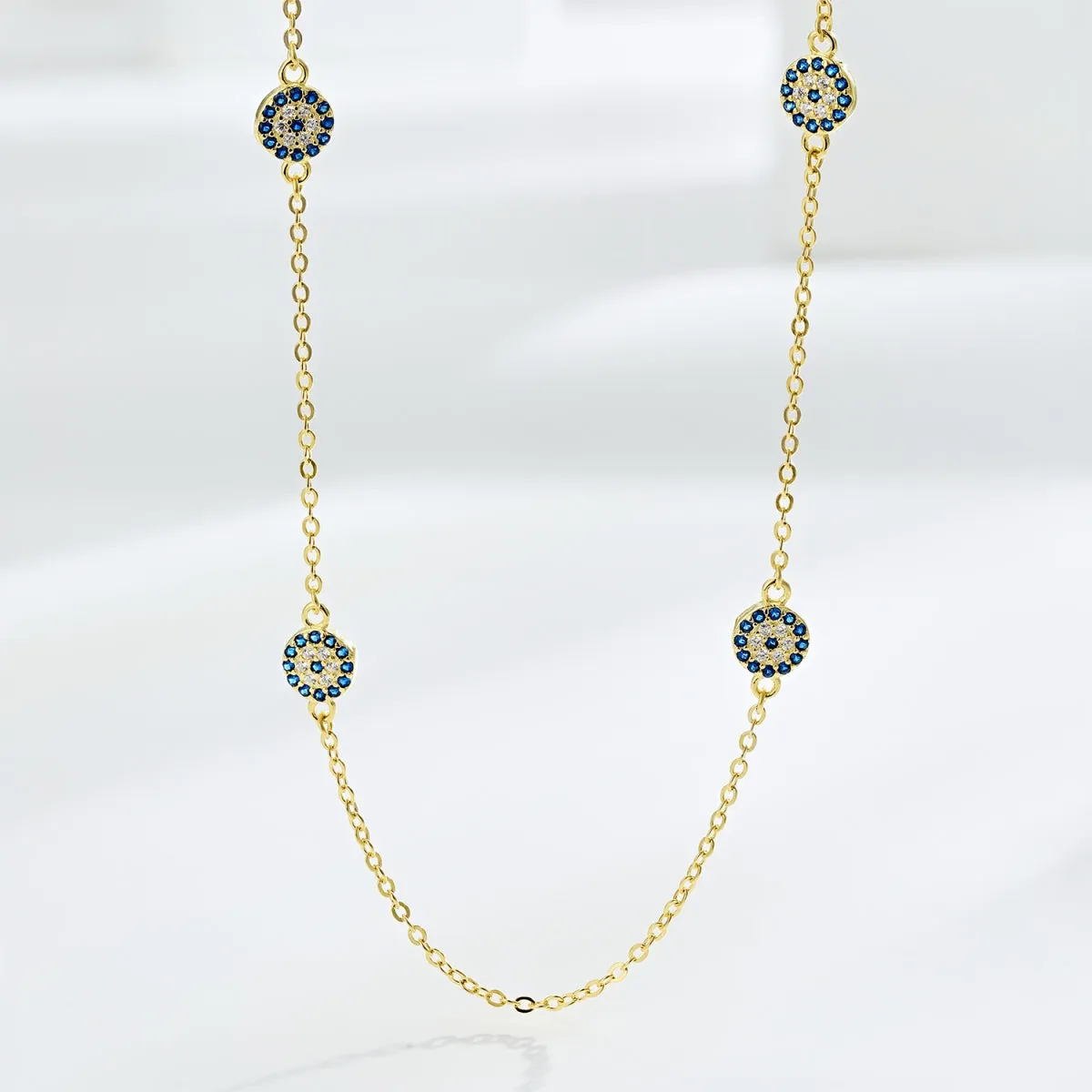 Lola Quartet Disc Evil Eye Necklace - Gold