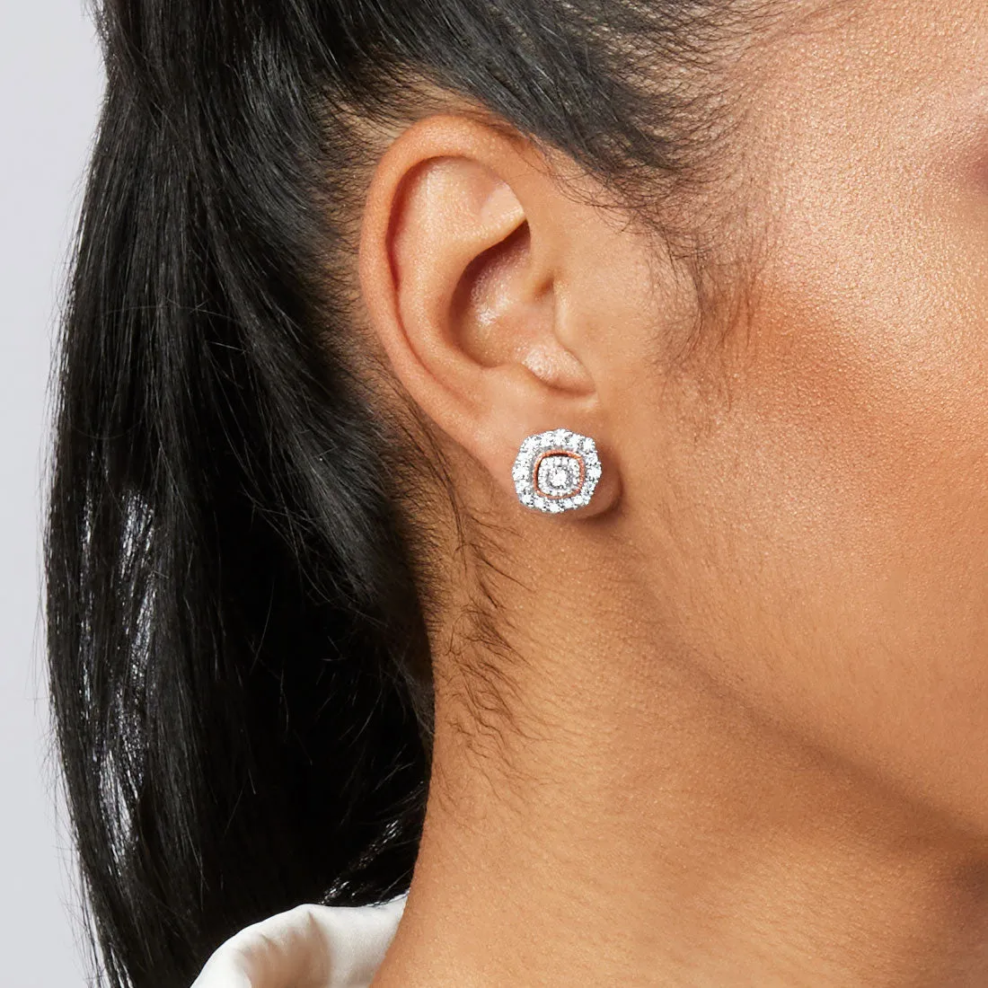 Miracle Little Halo Earrings with 0.15ct of Diamonds in 9ct Rose Gold