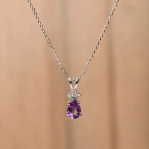 Natural Teardrop Cut Amethyst Solitaire Statement Pendant - 925 Sterling Silver Pendant