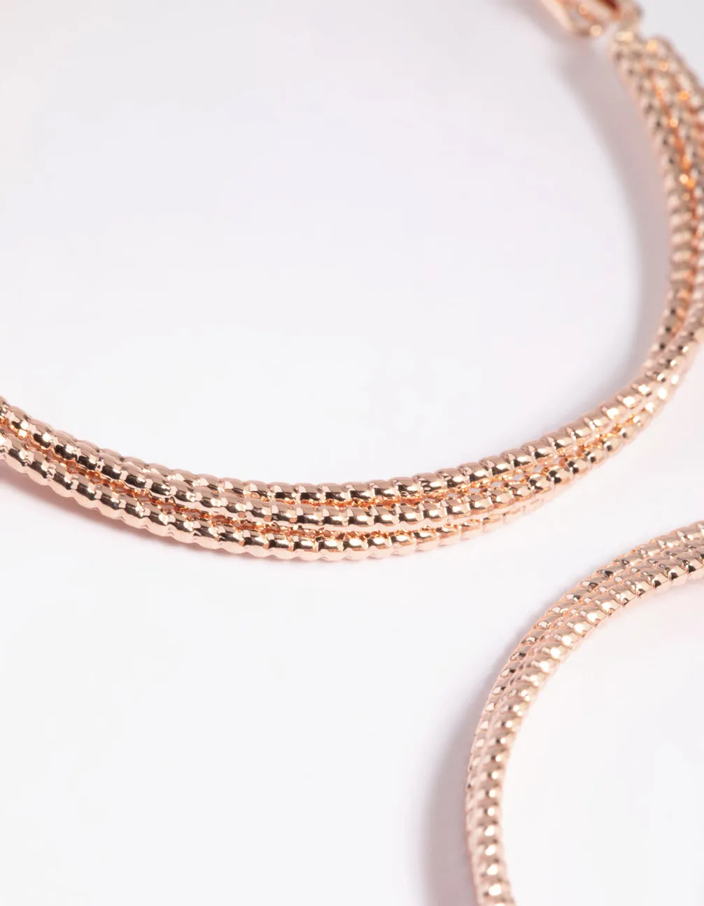 Rose Gold Textured Criss Cross Hoop Earrings