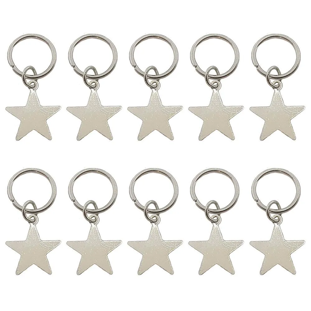 Silver Star Hair Rings