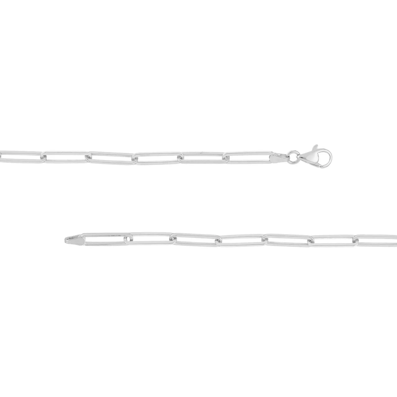 Solid 14K Gold 3.95mm Long Paperclip Link Chain Necklace with Lobster Lock