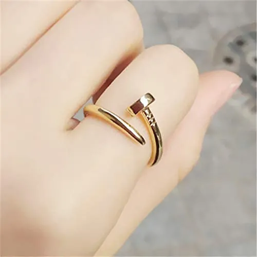 Yellow Chimes Western Style Nail Screw Design Gold Plated Stylish Rings for Women and Girl's